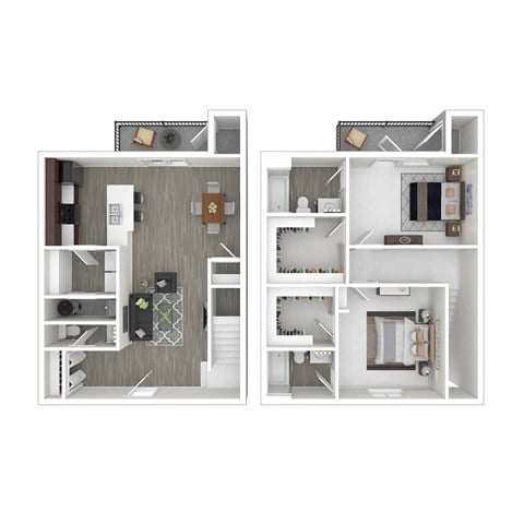 Floor plan for 2 beds, 2 baths, 1550 sqft